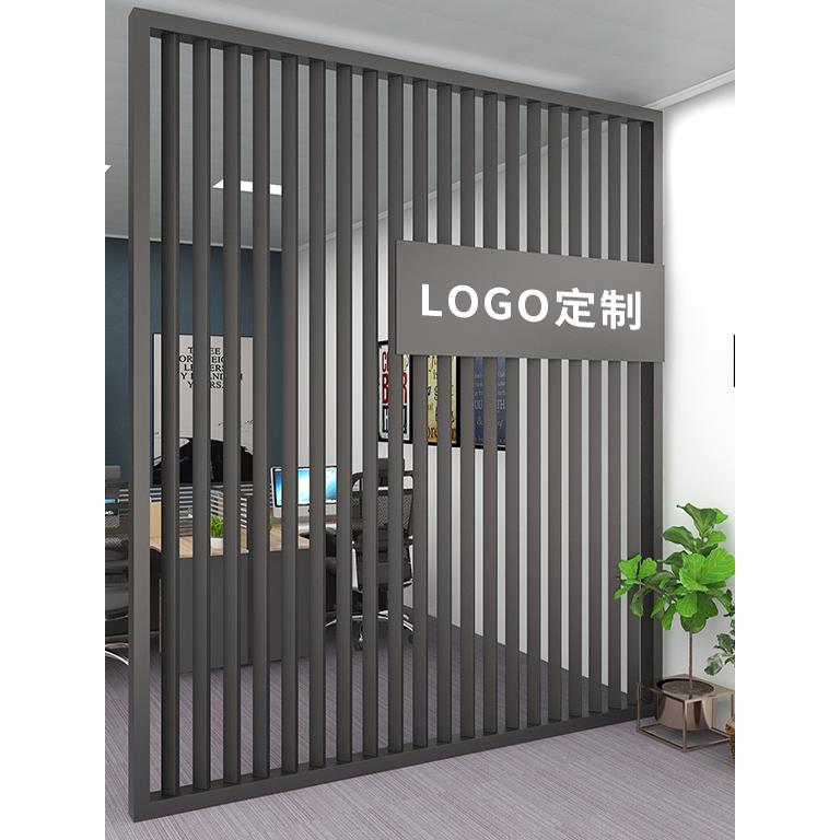 办公室铁艺隔断屏风公司客厅装饰入户玄关餐厅竖条前台背景墙镂空