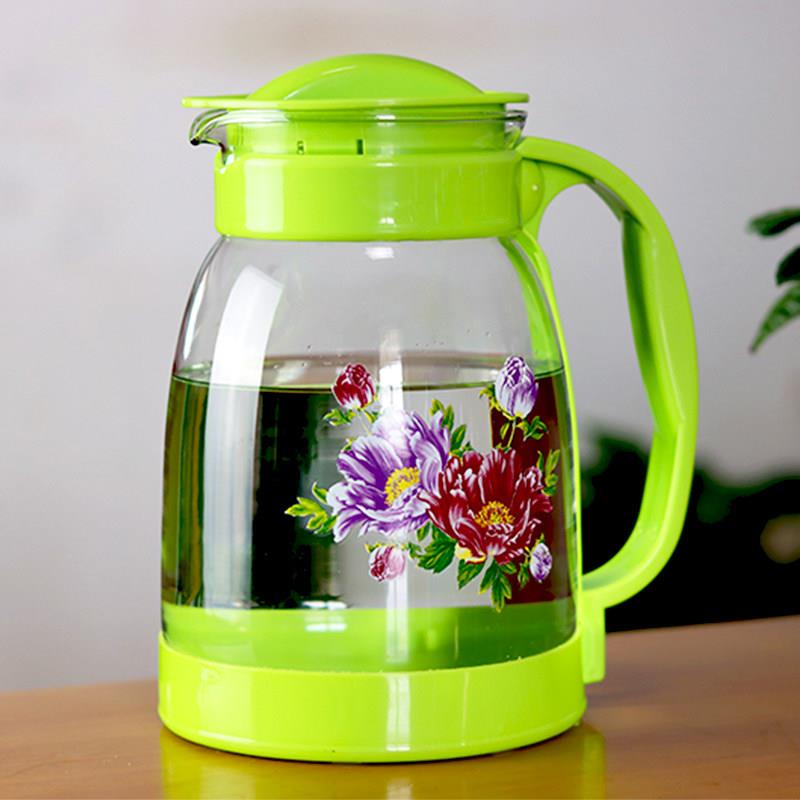 冷水壶1800ML大容量玻璃凉水壶花茶壶家用水壶水杯凉白开水具套装 - 实物图