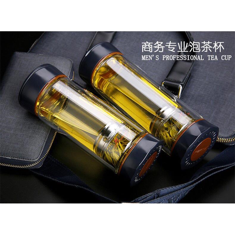 宜加美双层玻璃杯子 男女士可携式玻璃泡茶杯水晶过滤茶杯商务水