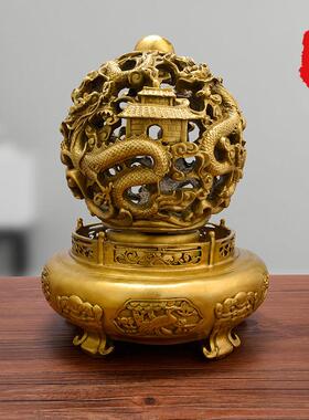 纯铜时来运转摆件扭转乾坤九转乾坤鼎九龙戏珠家居客厅装饰工艺品