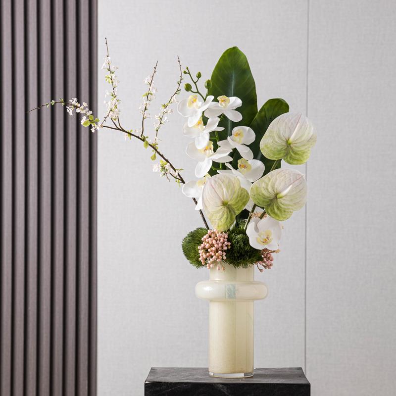 假花仿真花摆设蝴蝶兰雪柳客厅装饰花前台样板房花艺高档现代玄关