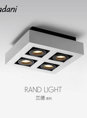 麦丹妮 无主灯客厅led射灯明装4头四头方形家用简约现代卧室灯具