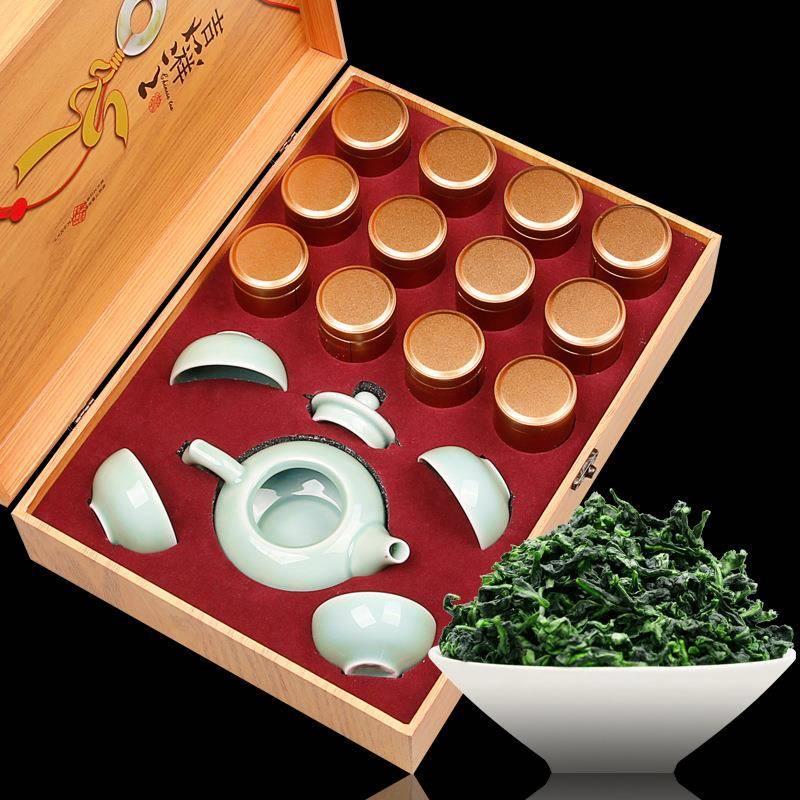 铁观音茶叶礼盒装12个小罐乌龙茶新茶清香型200g茶叶送茶具