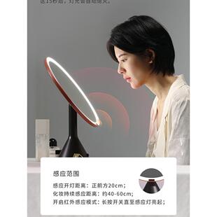 MUID大圆镜化妆镜台式梳妆镜卧室桌面智能感应美妆带灯OA高清镜子