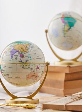 欧式迷你英文地球仪创意书桌小摆件书柜覆古软装饰品家居摆设饰品