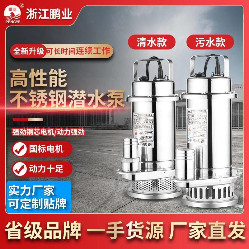 耐酸碱抽水机小型220v/380v化工污水排污泵304不锈钢污水潜水泵