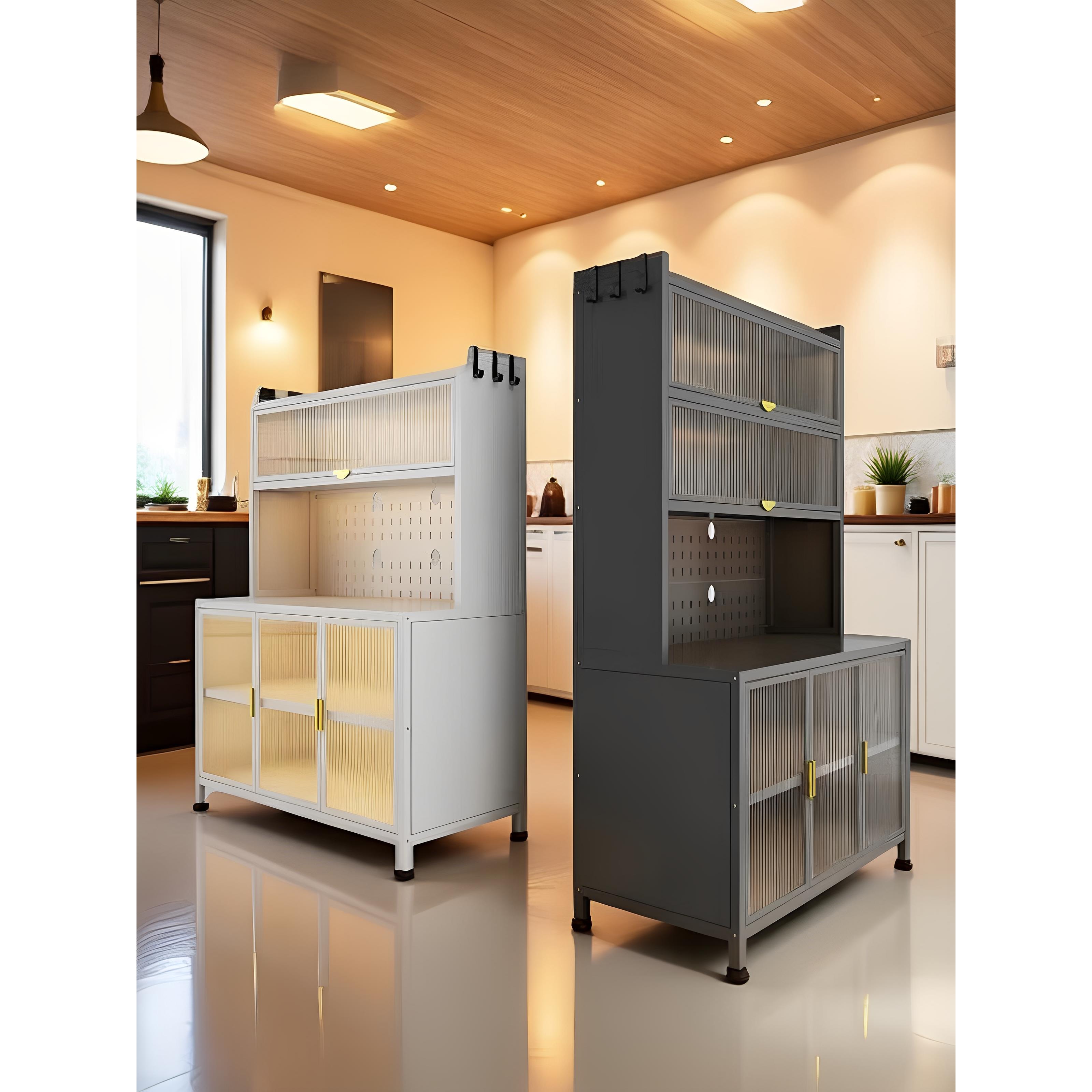 厨房置物架多功能餐边柜多层微波炉收纳柜子落地橱柜碗柜锅电器架