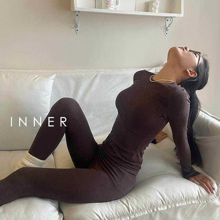 INNER樱内 修身美体显瘦秋衣秋裤女薄款正肩打底衫保暖内衣套装