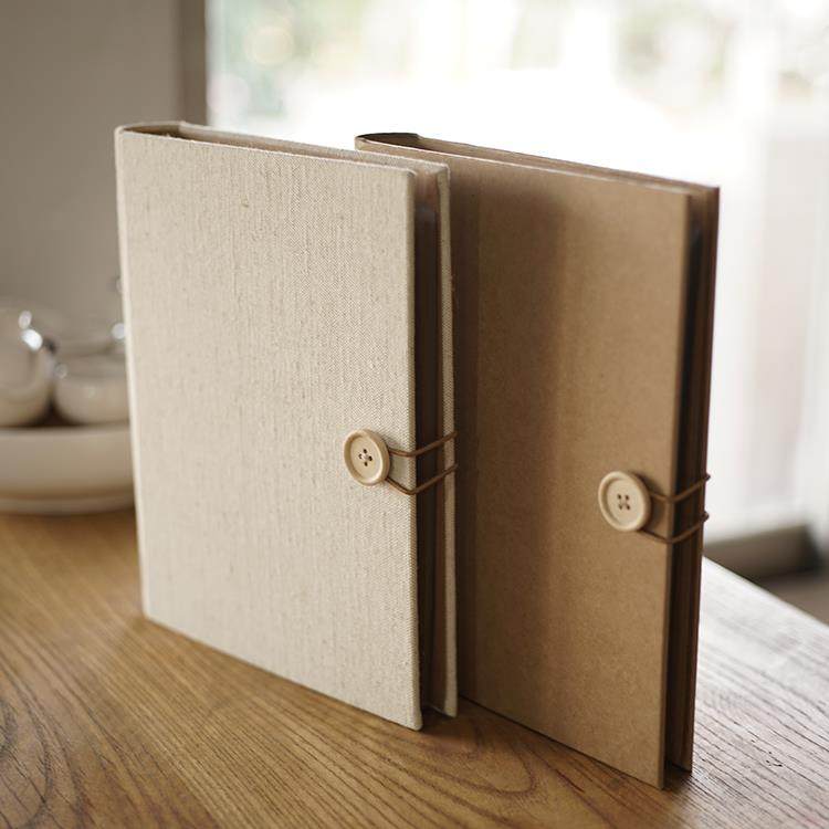 纽扣文艺麻布DIY活页手工相册本 覆古毕业季创意PP插页式影集宝宝