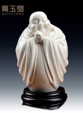 陶瓷恭喜发财弥勒佛大肚开心笑佛佛像供奉家用客厅招财摆件