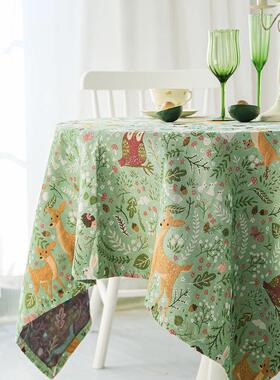北欧可爱小清新餐桌桌布T/C混纺加厚文艺覆古长方形桌布书桌茶几