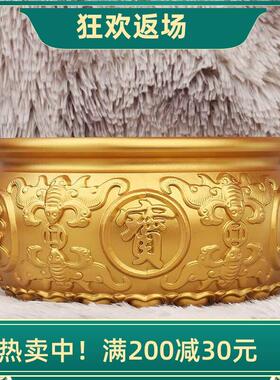 聚宝盆摆件黄铜招财聚财八福聚宝盆存钱罐米缸办公室店铺开 业礼