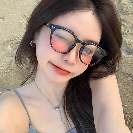 纯欲腮红眼镜近视女素颜神器防蓝光感光变色装饰氛围感眼睛框镜架