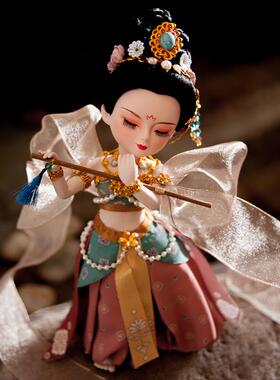 唐人坊绢人敦煌飞天古风娃娃家居软装客厅精致工艺礼品摆饰树脂人