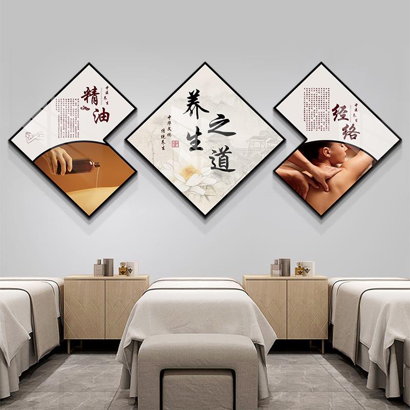 养生馆装饰画中医背景墙美容院高级感足疗店头疗图片宣传挂画海报