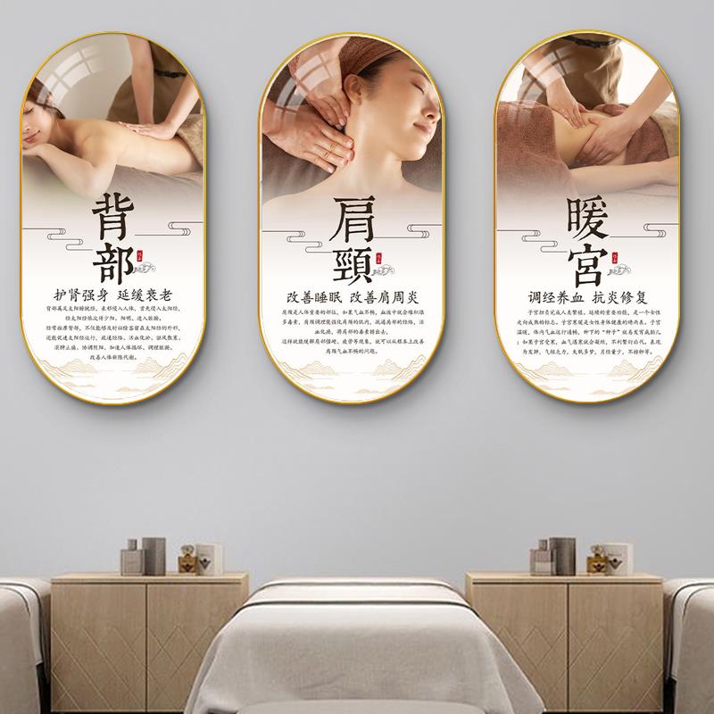中医养生馆墙面装饰画美容院背景墙壁画头疗图片宣传画海报挂画