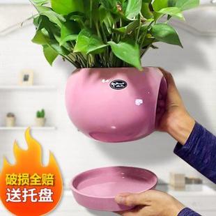 客厅大号分体陶瓷托盘室内家用 陶瓷花盆民宿创意花卉绿萝花盆个性