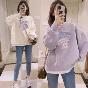 孕妇上衣春秋款2025新款小个子卫衣女秋冬装套装外穿秋季假两件套