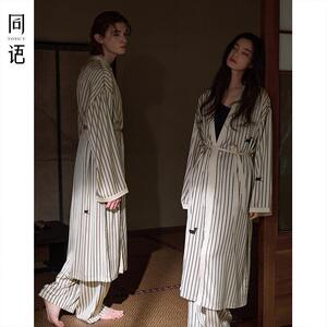 同语2025年情侣睡衣春秋季冰丝睡袍套装秋冬浴袍晨袍男女士家居服