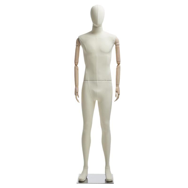 陈列扁身彷真模特道具女全身包布模特展示架服装店橱窗男人台白色