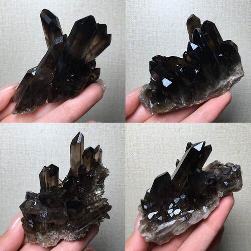 天然黑水晶迷你簇黑茶水晶原石原矿标本小摆件家居桌面装饰品摆件
