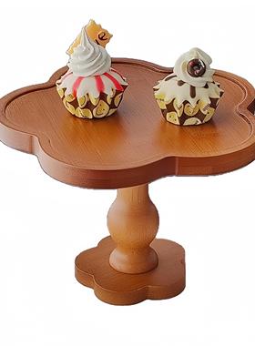 覆古玄关置物架木质装饰摆件香薰蜡烛托盘甜点盘花朵式实木收纳盘