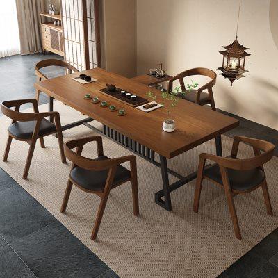 茶台茶桌新中式实木铁艺泡茶台茶室家用功夫茶几套餐组合
