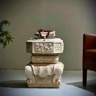 汉白玉石墩石雕须弥座柱墩底座户石头花架花几梅兰竹菊石雕花架