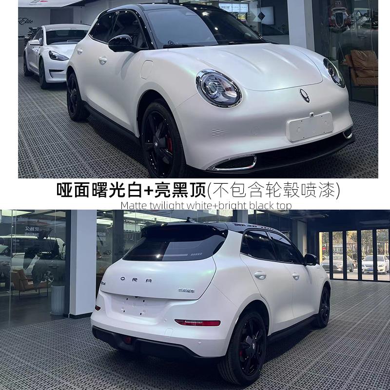 适用于欧拉好猫R1黑白猫汽车改色膜花悦粉悬浮顶全车膜贴膜车顶膜