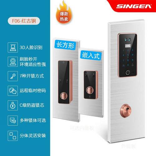 嵌入式分体智能锁德国进口人脸识别款陀螺仪自动定位防盗门密码锁