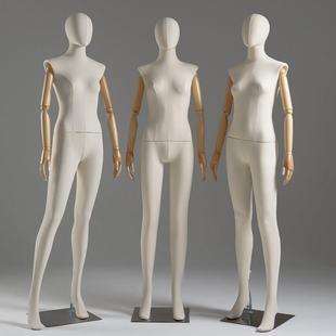 包布模特道具女全身服装店橱窗陈列女装展示架活动手假人体模特架