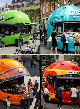 玻璃钢头盔造型雕塑定制网红打卡拍照摩托车餐厅咖啡机车店装饰品