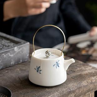 纯手绘兰花茶壶提梁壶带过滤泡茶壶家用功夫茶具陶瓷茶水壶泡茶器