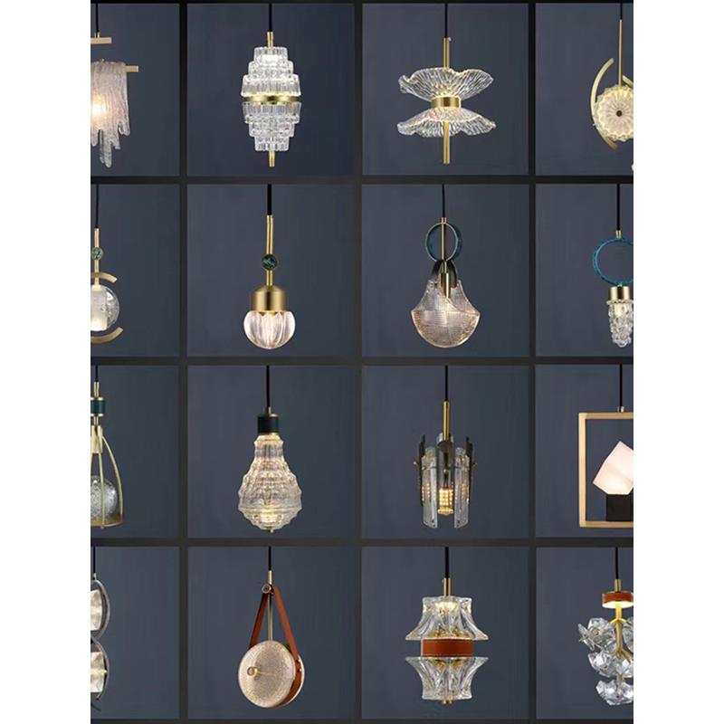 意大利轻豪华水晶吊灯现代简单的全铜设计师高端皮革卧室餐厅床头