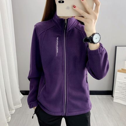 秋冬加厚抓绒衣女摇粒绒保v暖开衫外套加绒休闲卫衣户外冲锋衣内
