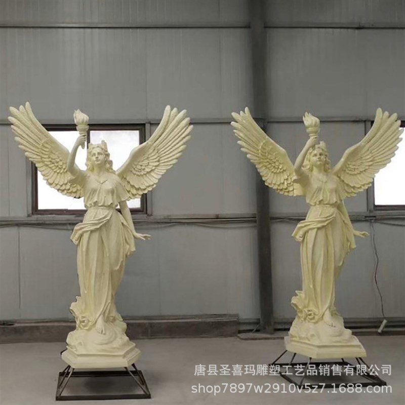 欧式举灯人物雕塑自由女神铜雕像室外黄铜西方天使铜X摆件支持定