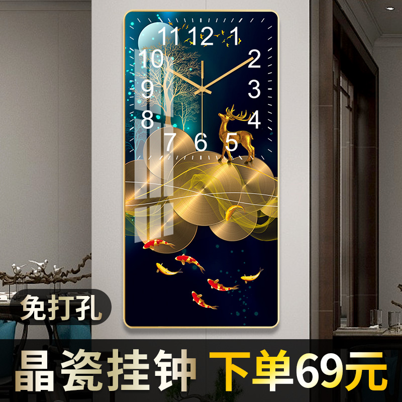 晶瓷装饰画挂钟客厅北欧钟表餐厅家E用时尚挂表现代简约挂墙石英图片