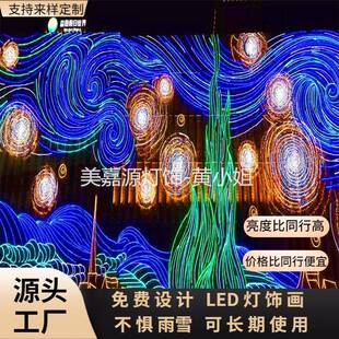 步行街天桥亮化幕墙灯饰画商场酒店体霓虹LED图案春节造型灯