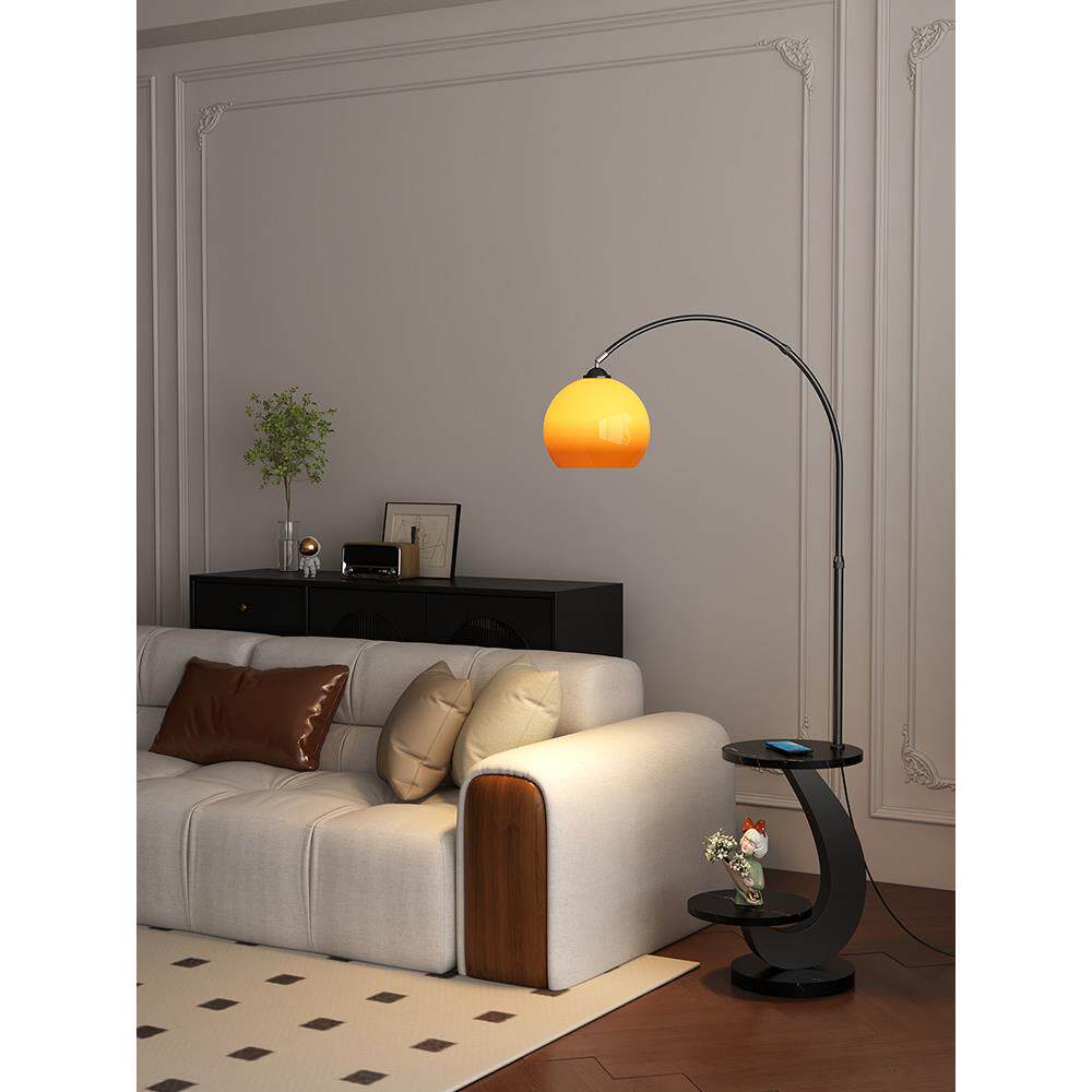 客厅落地灯沙发边几高级感轻奢创意置物架一体卧室书房氛围钓鱼灯