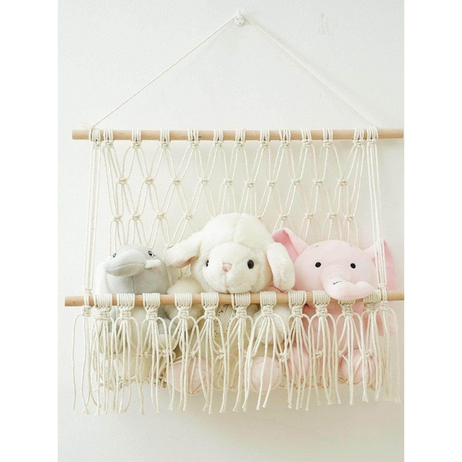 北欧手工编织挂毯棉绳置物架简约装饰儿童房杂志娃娃收纳网兜成品,家居饰品,壁饰,淘宝优惠券,粉丝福利购,淘宝优惠卷