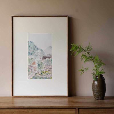 鹿bbb原创山水挂画，国画装饰画，青山深，炊烟，餐厅茶水空间