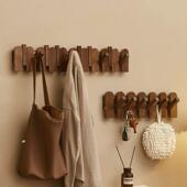 首单直降 黑胡桃实木衣服挂钩玄关墙上创意琴键入户木质衣帽架