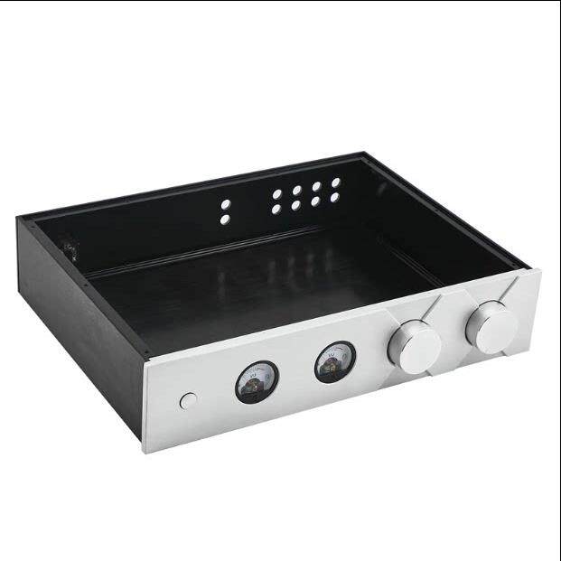 CJ-189 双表头 全铝 胆机 前级 功放VU表头机箱 310*420*90MM桌面