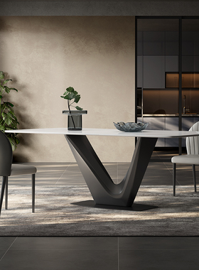 2022新d款岩板餐桌家用小户型简约高端长方形黑色意式极简桌子