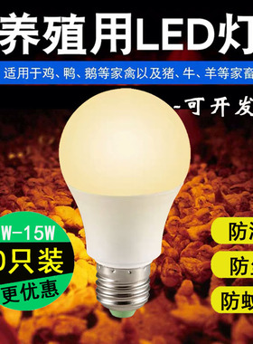 养殖灯泡E27螺口3W5Wr7W9W12W15W20w瓦养鸡蛋鸡鸭舍暖黄光灯泡
