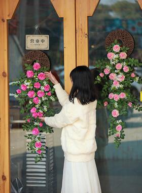 模拟挂花装饰塑料植物挂墙挂假花客厅挂墙挂兰挂篮藤挂墙挂花藤