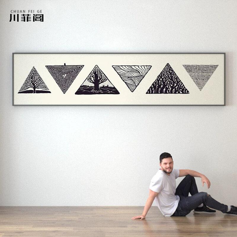 黑白中式饭厅墙面装饰画床头背景装饰挂画客厅沙发背景墙挂画大尺