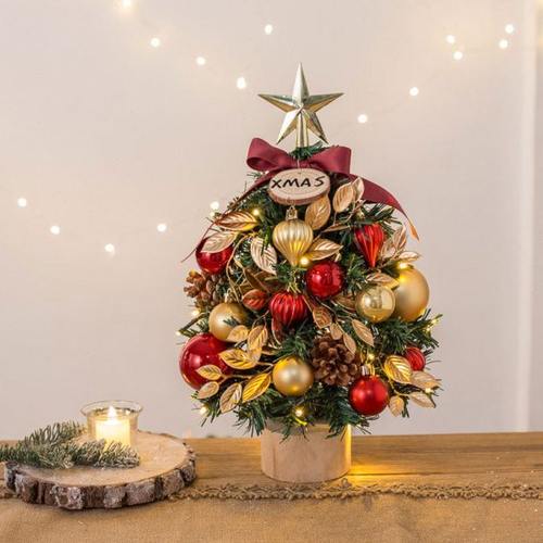 圣诞树2024新款家用小型桌面迷你摆件场景布置网红高级感带灯套餐