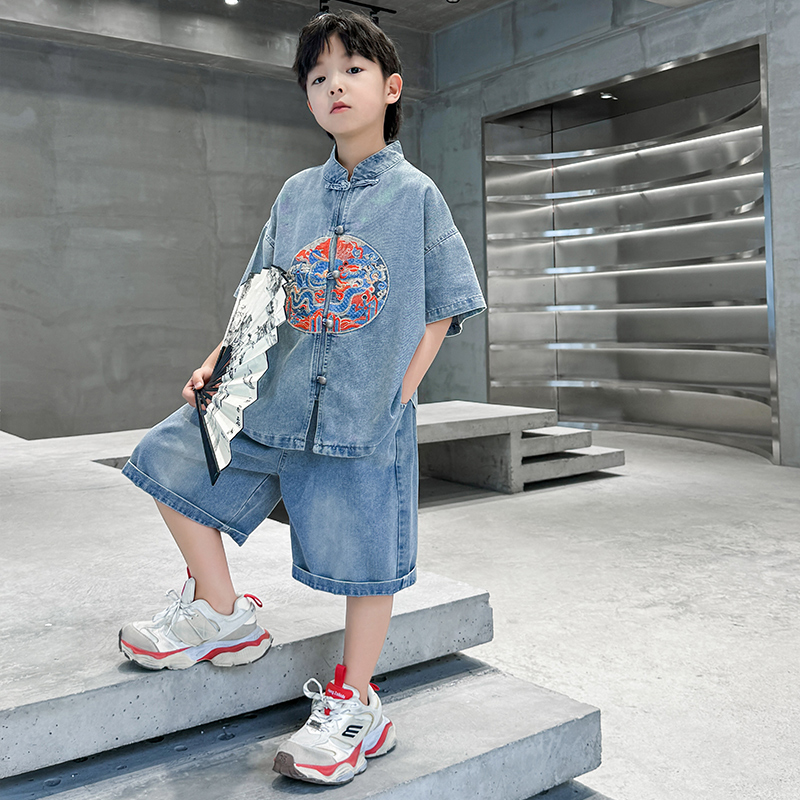左西男童汉服套装2025新款中式国风儿童夏款古装男孩表演服唐装夏