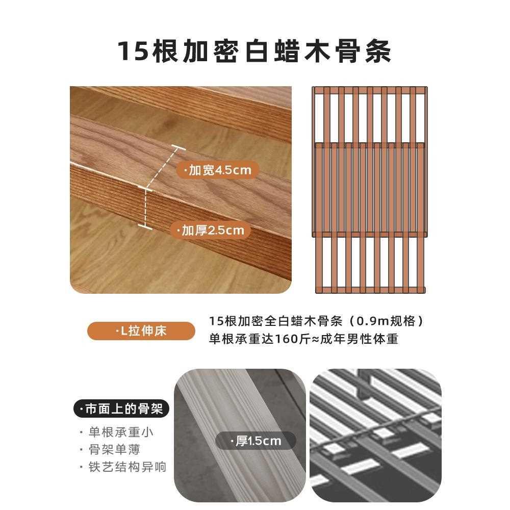 可伸缩儿童单人床1米2折叠抽拉床现代简约小户型床架无床头实木床